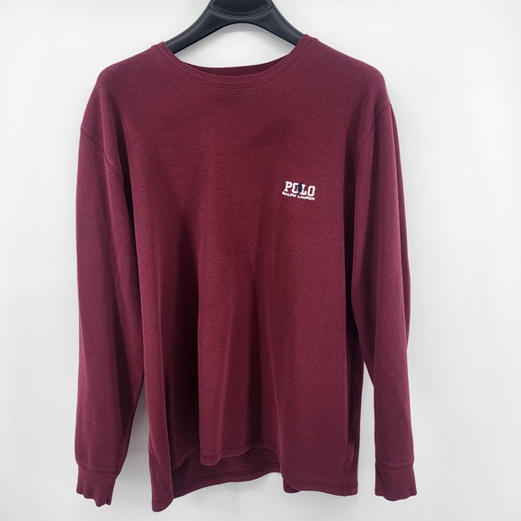 Polo Ralph Lauren Mens 2XL XXL Burgundy Waffle Knit Long Sleeve Sleepwear Top - Picture 1 of 7